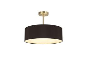 DK0701  Baymont 45cm Semi Flush 3 Light Antique Brass, Black/White